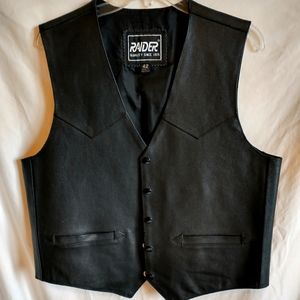 Raider Black Leather Vest